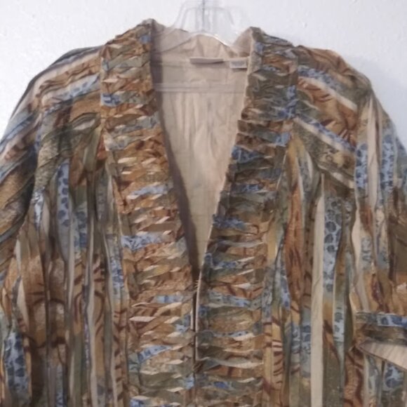 Chico's women's size 2 (L) multicolored short sleeve cardigan - Picture 2 of 13